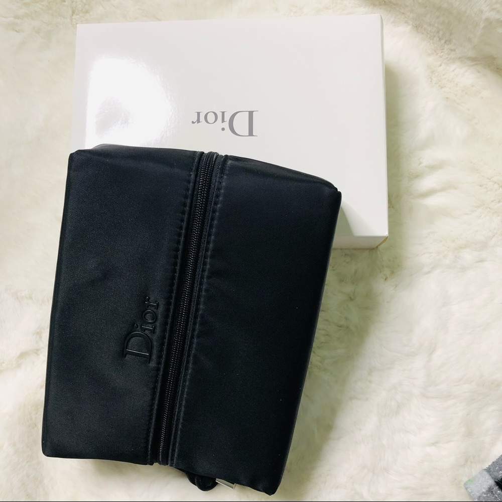 Dior Men's Women's Unisex Black Toiletry Travel Makeup Bag Pouch Organizer New